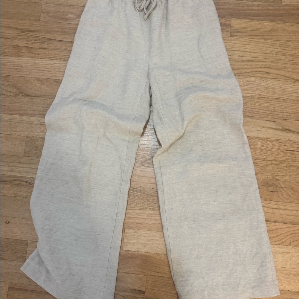 Wilfred Cream Wide-Leg Drawstring Pants